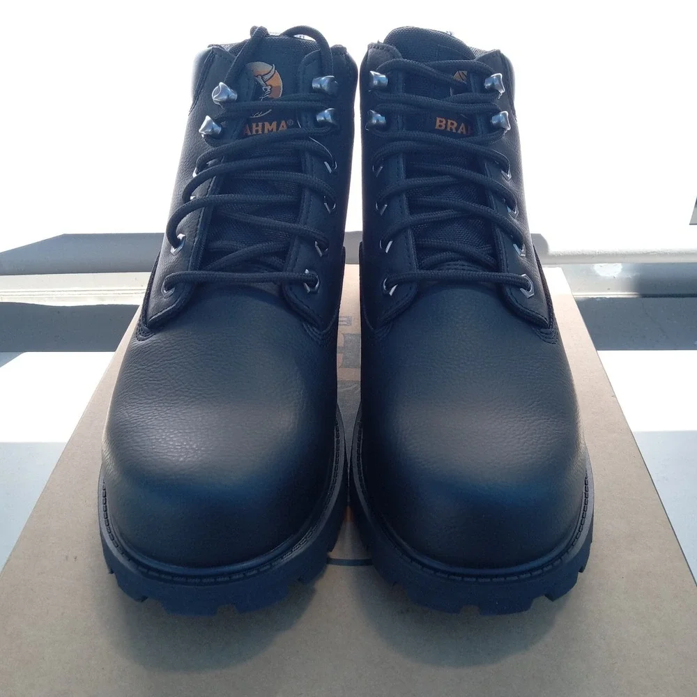 Brahma Men's Mass Soft Toe Work Boots Size 9 Black Oil‎ & Slip Resistant Sole
